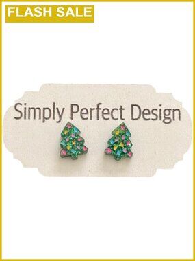 Handmade Hypoallergenic Acrylic Christmas Tree Stud Earrings Holiday Jewelry